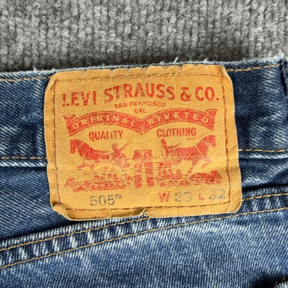 Levis 505 Jeans Mens 33x29 Blue Medium Wash Regular Fit Straight Denim Pants